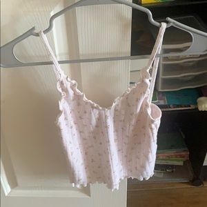 Pink Ruffle Tank With Flowers